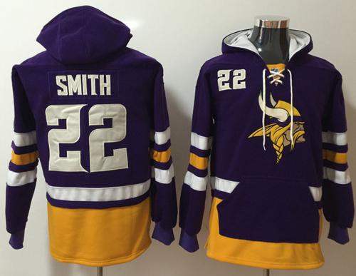 Nike Vikings #22 Harrison Smith Purple/Gold Name & Number Pullover NFL Hoodie - Click Image to Close
